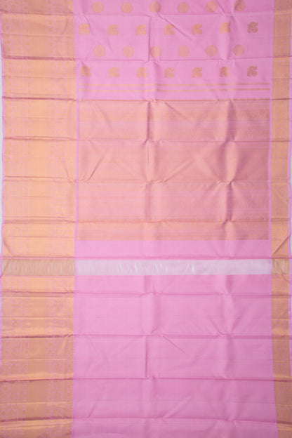 Kanchipuram Silk Oosi Lines And Butta Baby Pink Saree