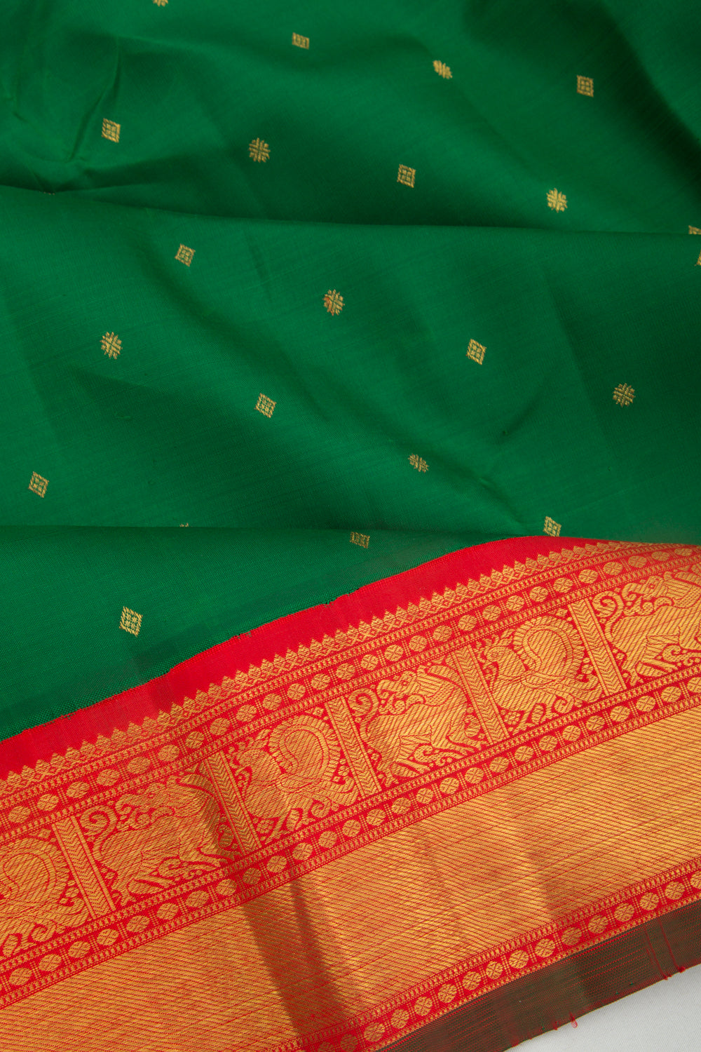 Kanchipuram Silk Butta Dark Green Saree