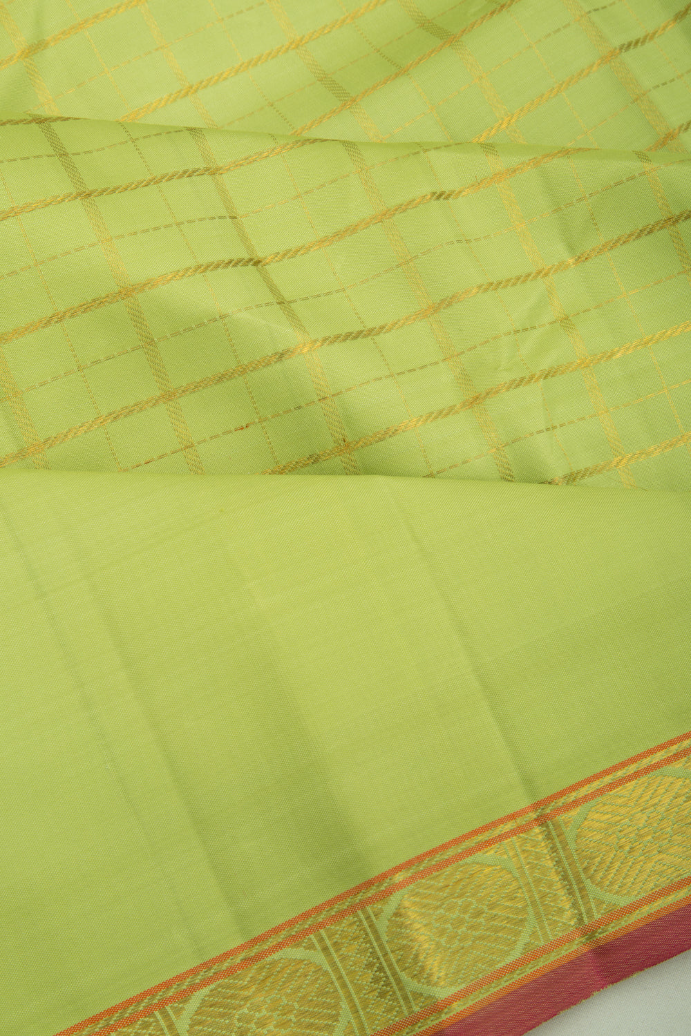 Kanchipuram Silk Checks Pastel Green Saree