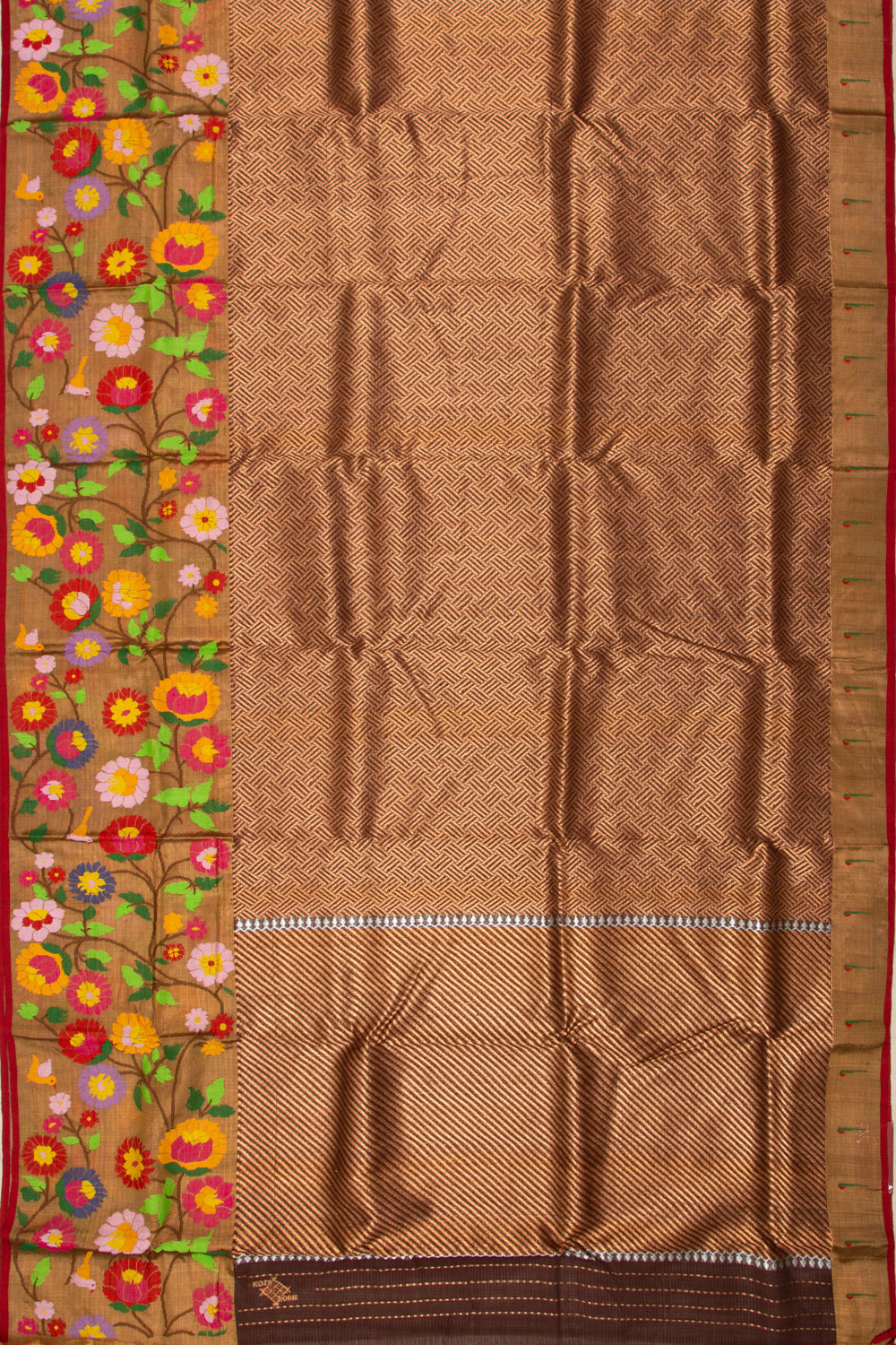 Kota Silk Brocade Brown Saree