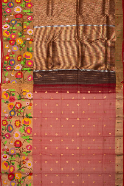 Kota Silk Brocade Brown Saree