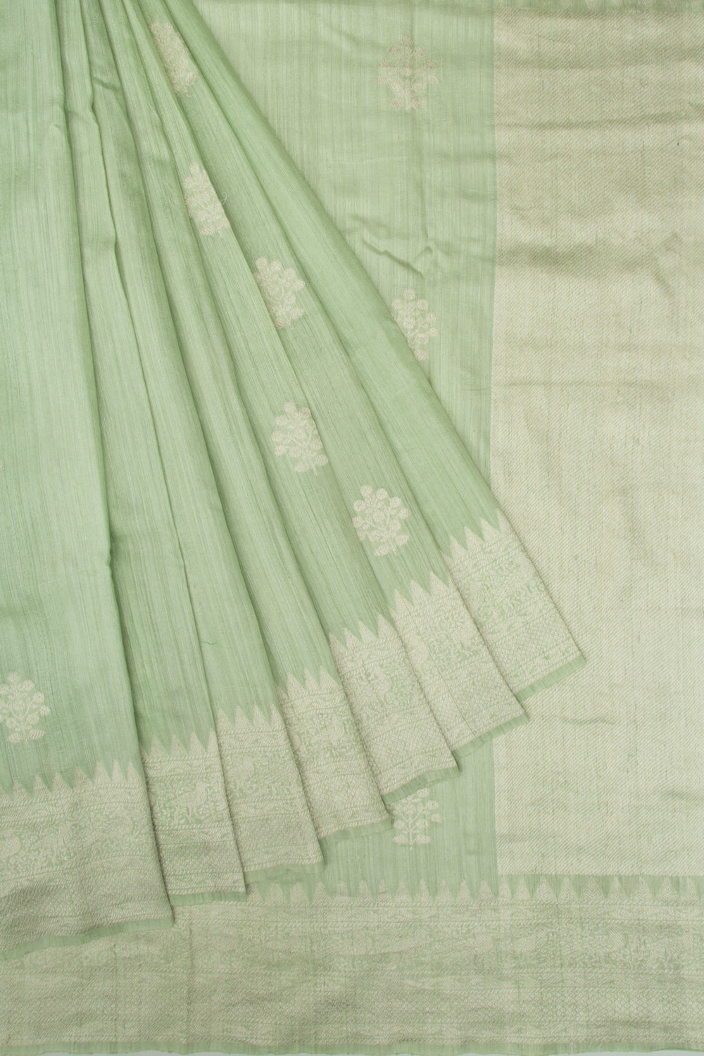 Tussar Butta Green Saree