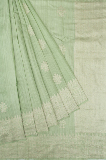 Tussar Butta Green Saree