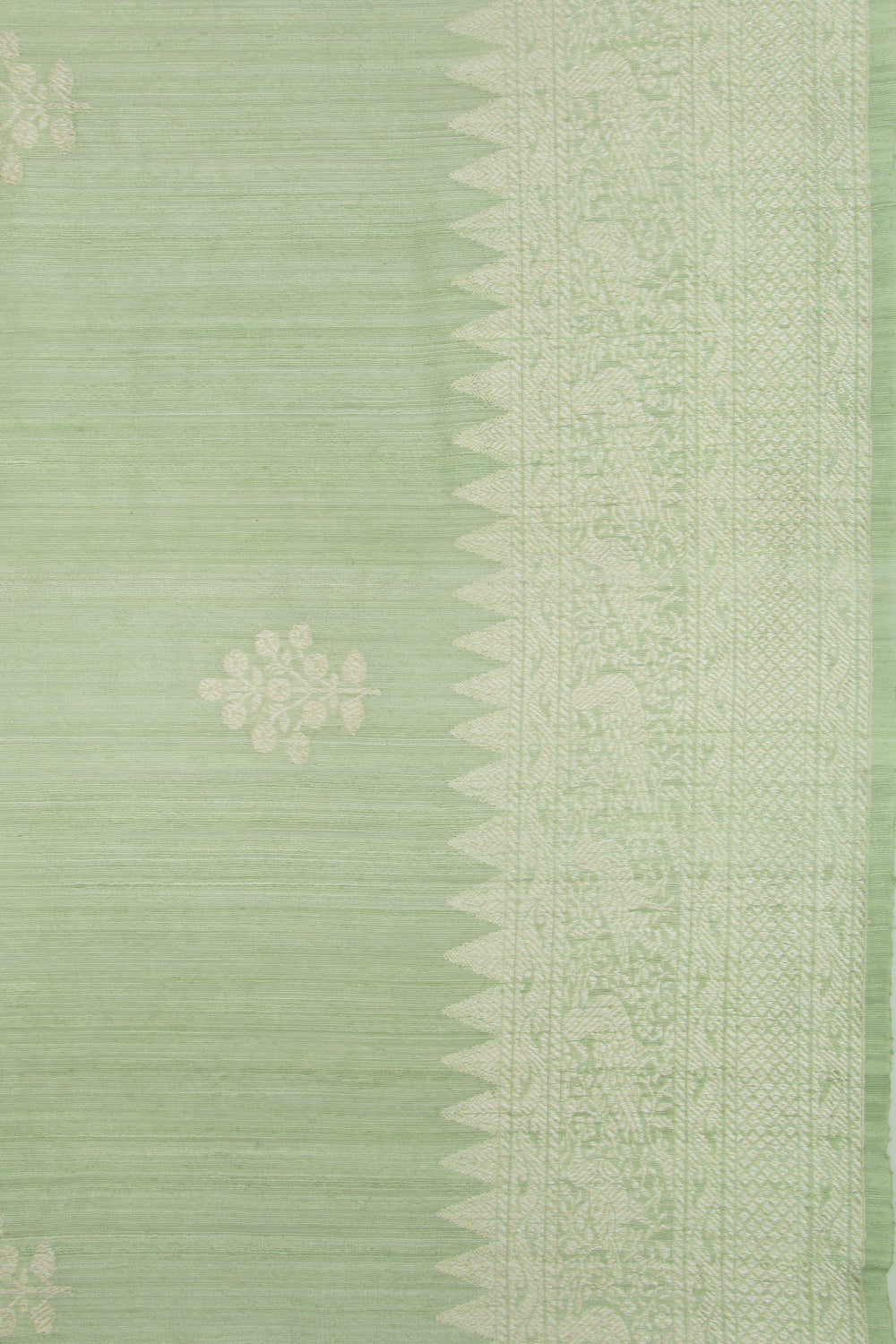 Tussar Butta Green Saree