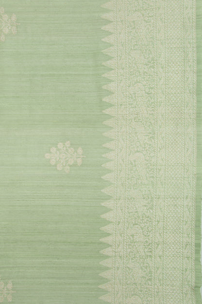 Tussar Butta Green Saree
