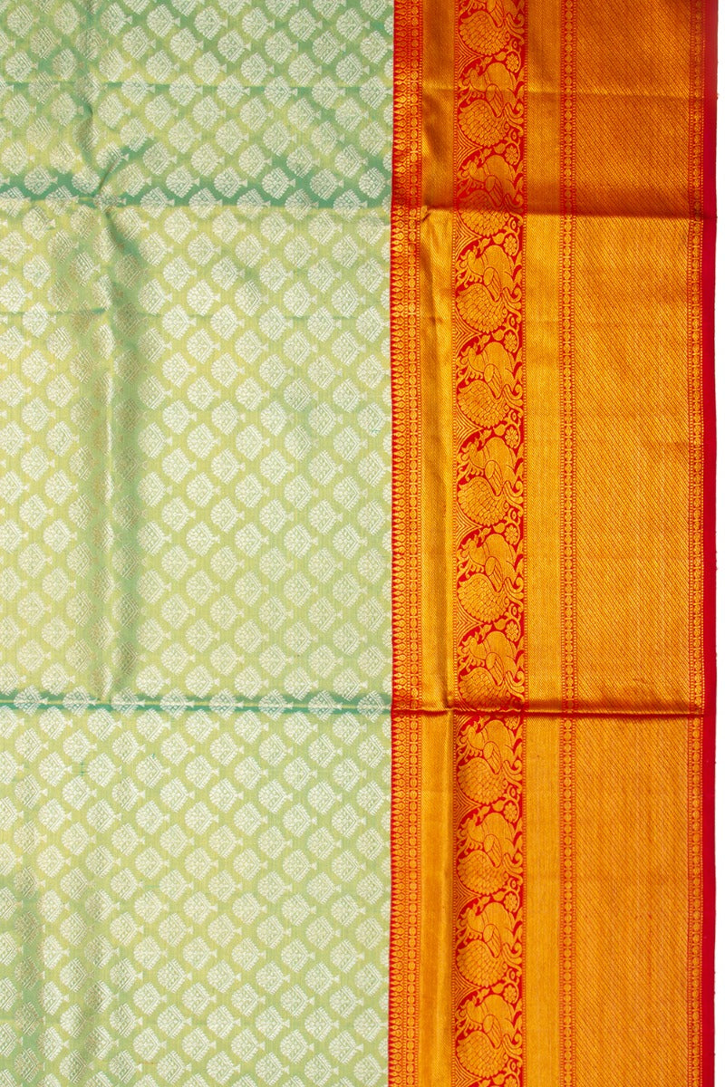 Kanchipuram Tissue Silk Brocade Sea Green Saree