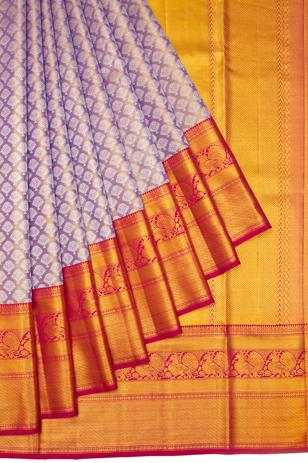 Kanchipuram Silk Tissue Brocade Lavender Saree
