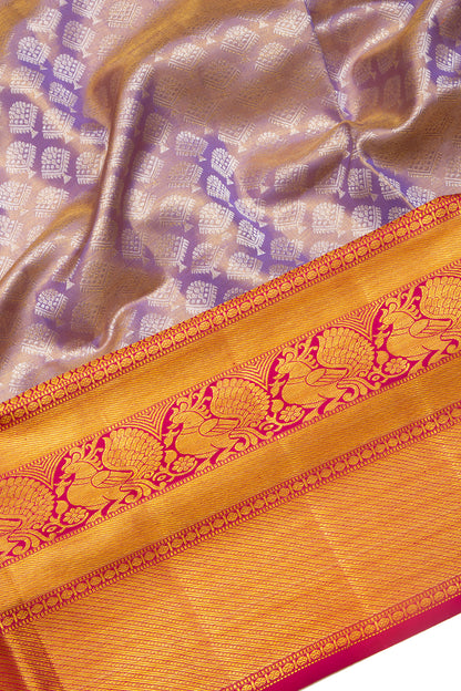 Kanchipuram Silk Tissue Brocade Lavender Saree