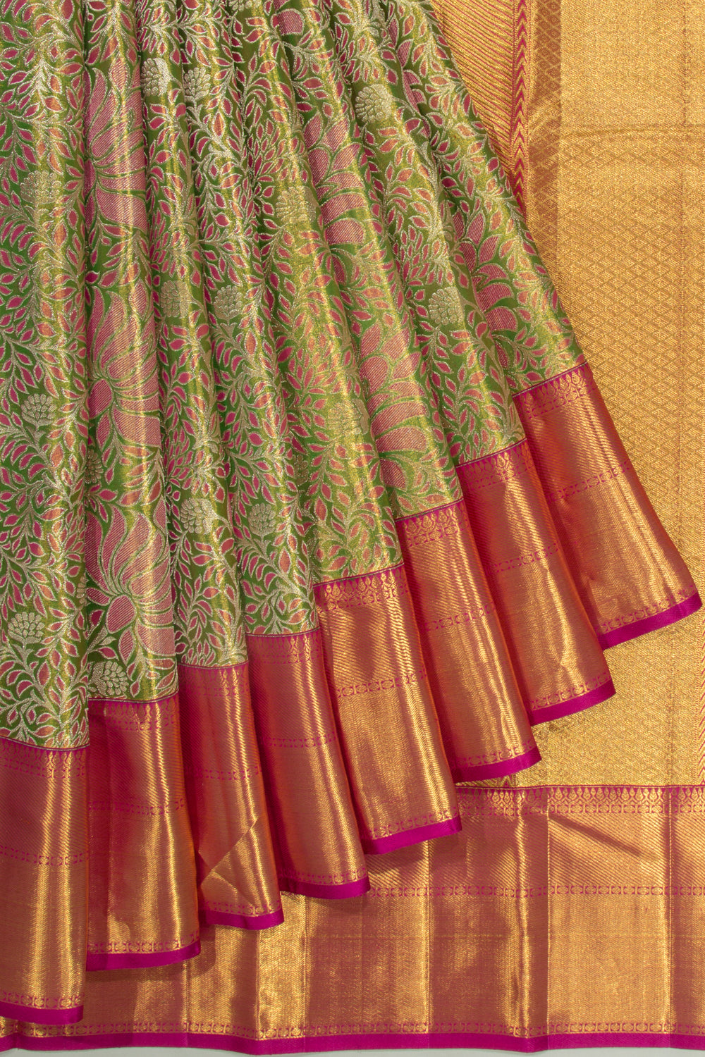 Kanchipuram Silk Tissue Brocade Green Saree