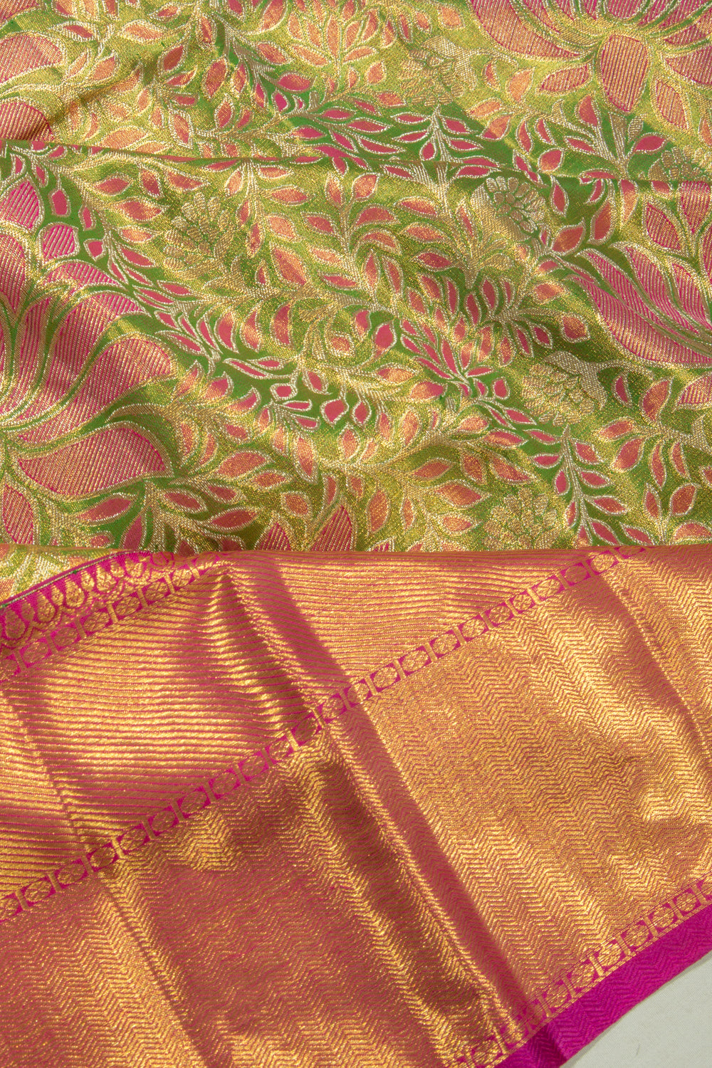 Kanchipuram Silk Tissue Brocade Green Saree