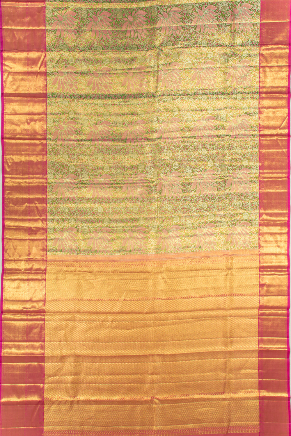 Kanchipuram Silk Tissue Brocade Green Saree