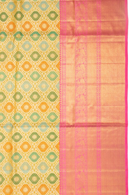 Kanchipuram Silk Tissue Brocade Multicolor Saree