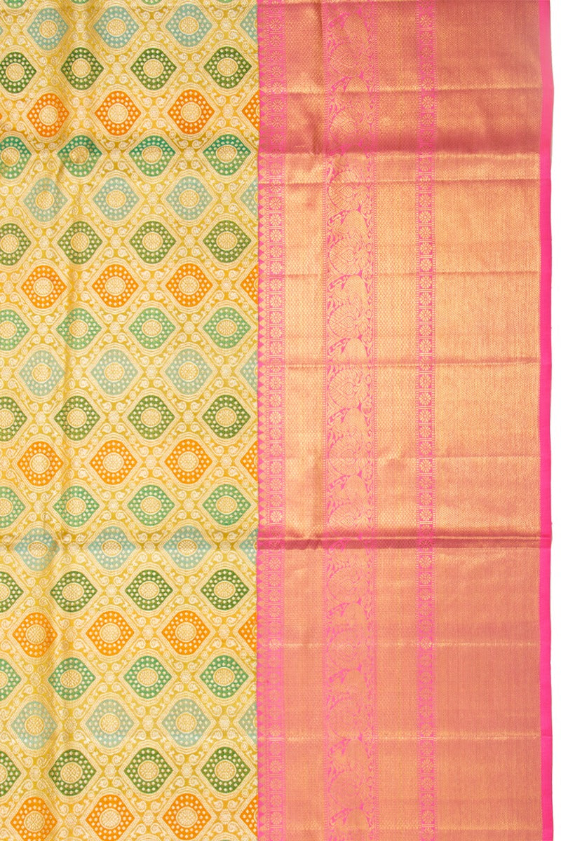 Kanchipuram Silk Tissue Brocade Multicolor Saree