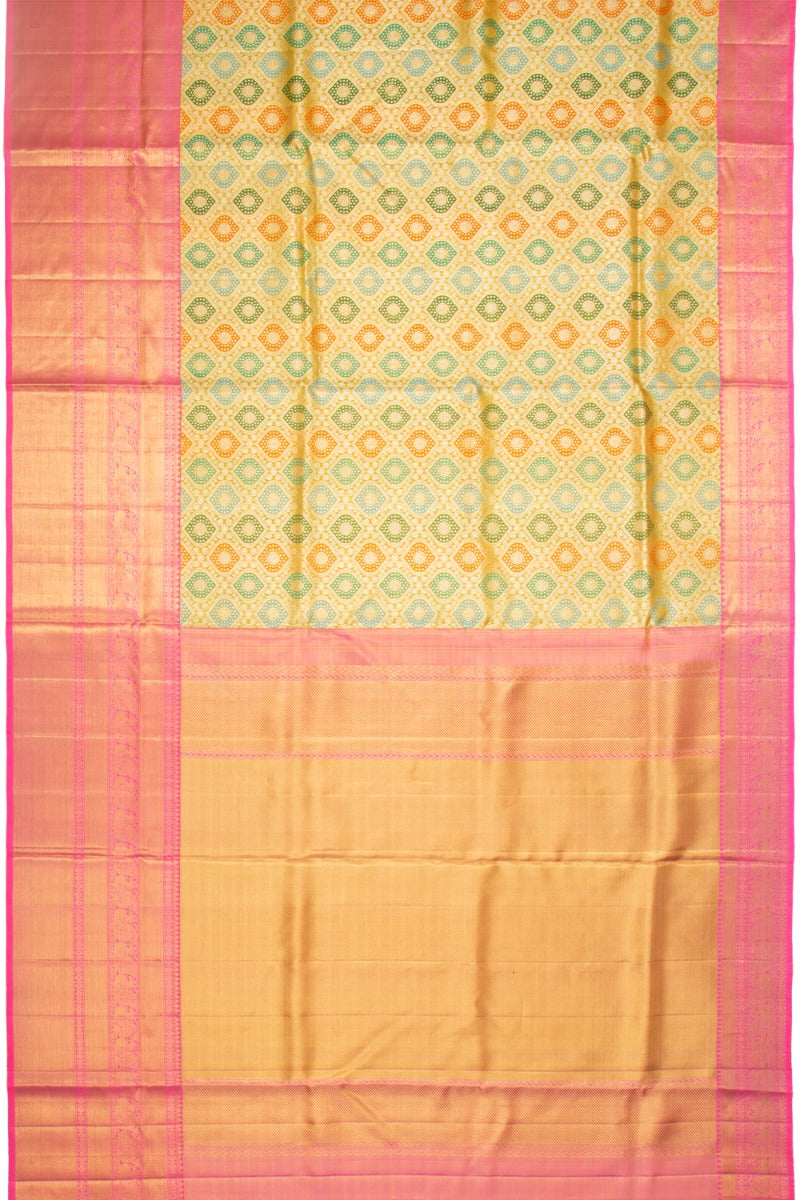 Kanchipuram Silk Tissue Brocade Multicolor Saree