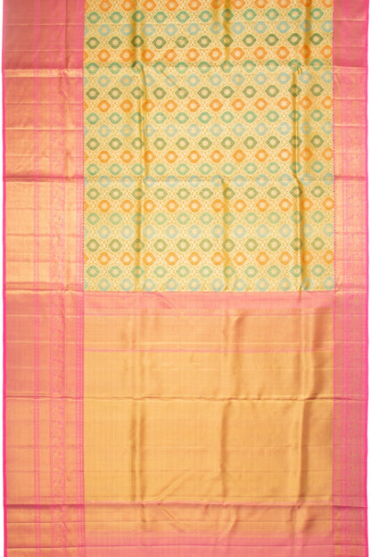 Kanchipuram Silk Tissue Brocade Multicolor Saree