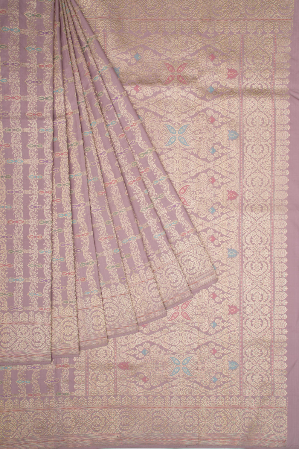 Banarasi Silk Kadwa Jaal Lilac Saree