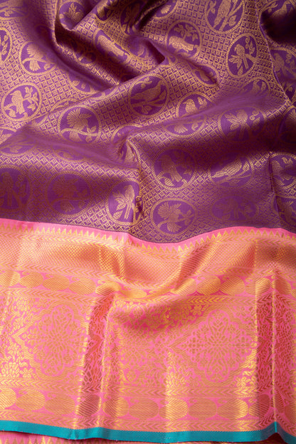 Kanchipuram Silk Brocade Purple Saree