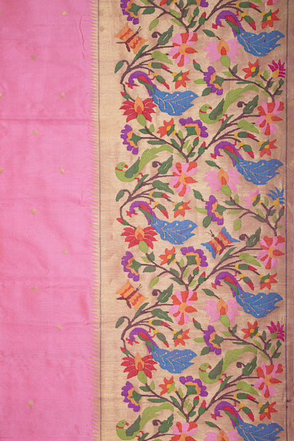 Paithani Silk Butta Baby Pink Saree
