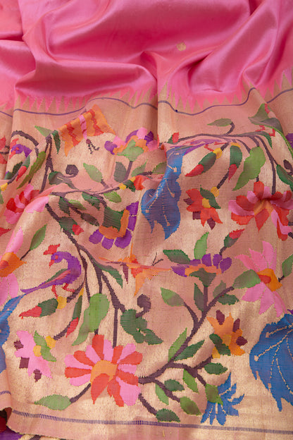Paithani Silk Butta Baby Pink Saree