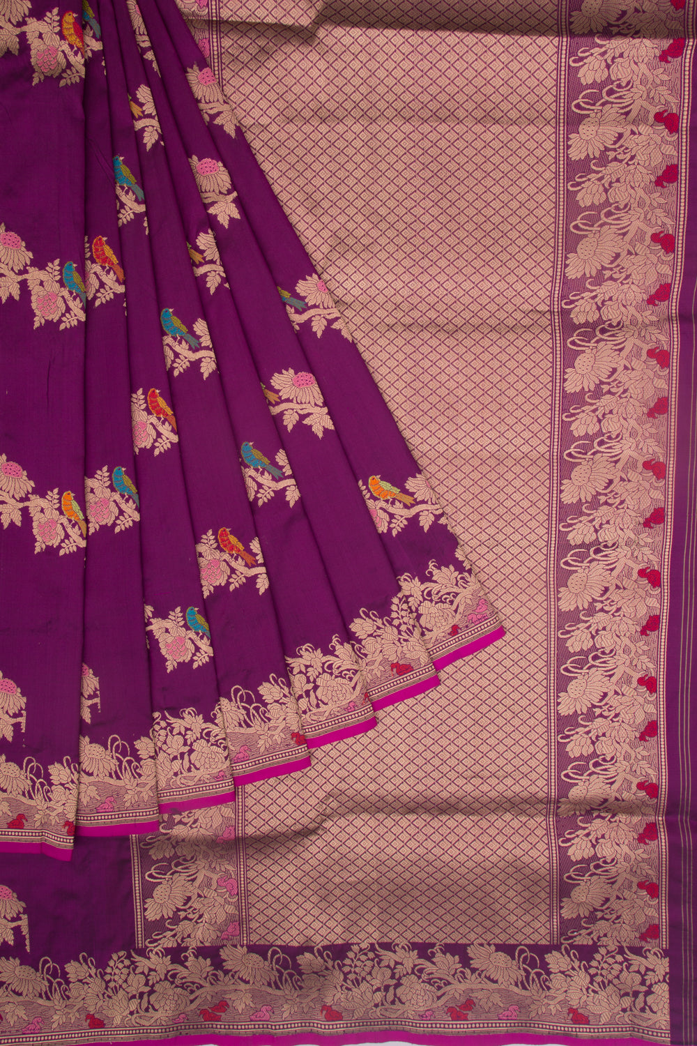 Banarasi Silk Kadwa Jaal Purple Saree
