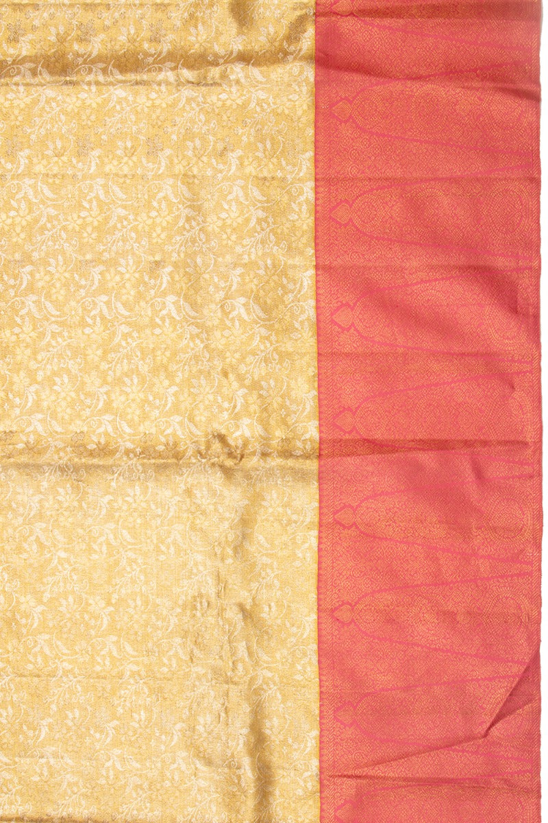 Kanchipuram Silk Tissue Jaal Gold Saree