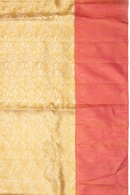 Kanchipuram Silk Tissue Jaal Gold Saree