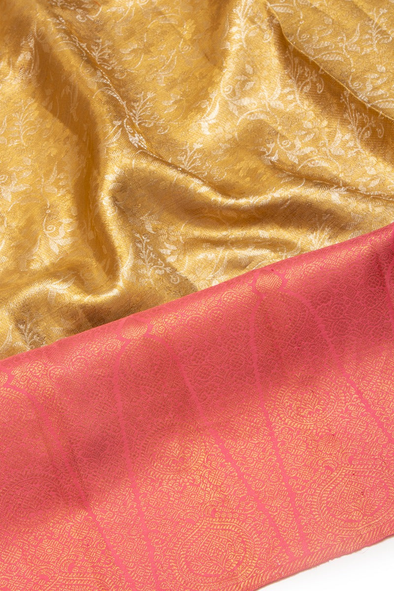 Kanchipuram Silk Tissue Jaal Gold Saree