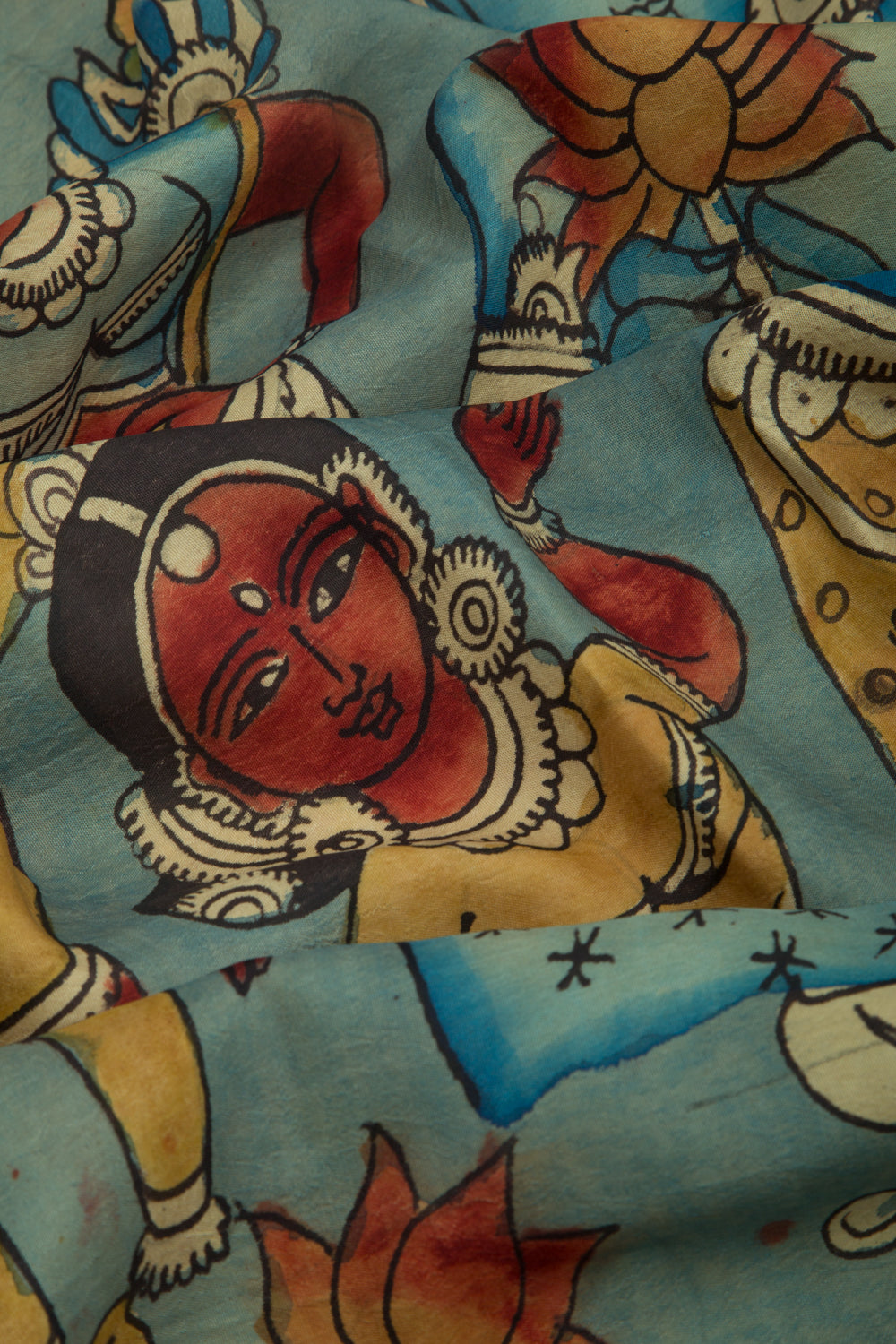 Kanchipuram Silk Kalamkari Blue Saree