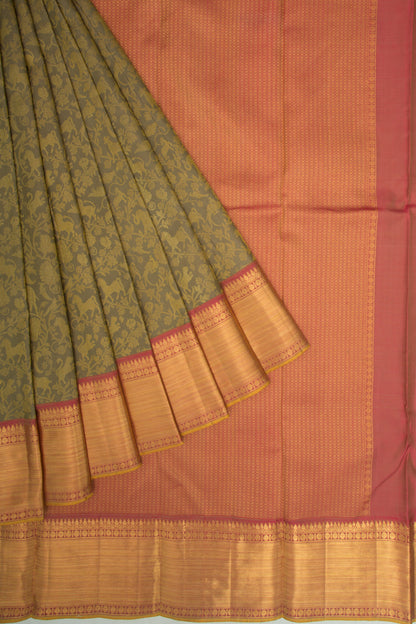 Taranga Kanchi Silk Jaal Mehendi Green Saree