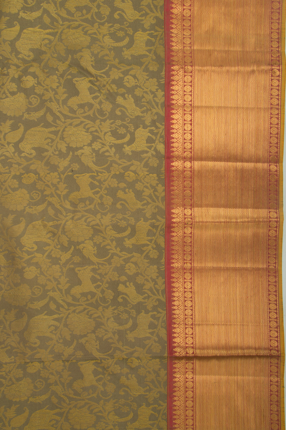 Taranga Kanchi Silk Jaal Mehendi Green Saree