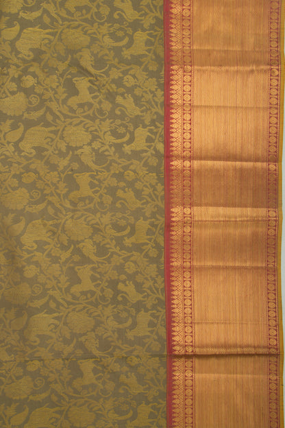 Taranga Kanchi Silk Jaal Mehendi Green Saree