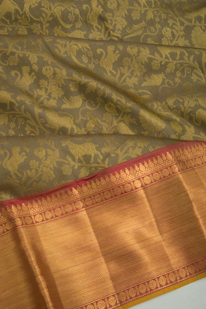 Taranga Kanchi Silk Jaal Mehendi Green Saree