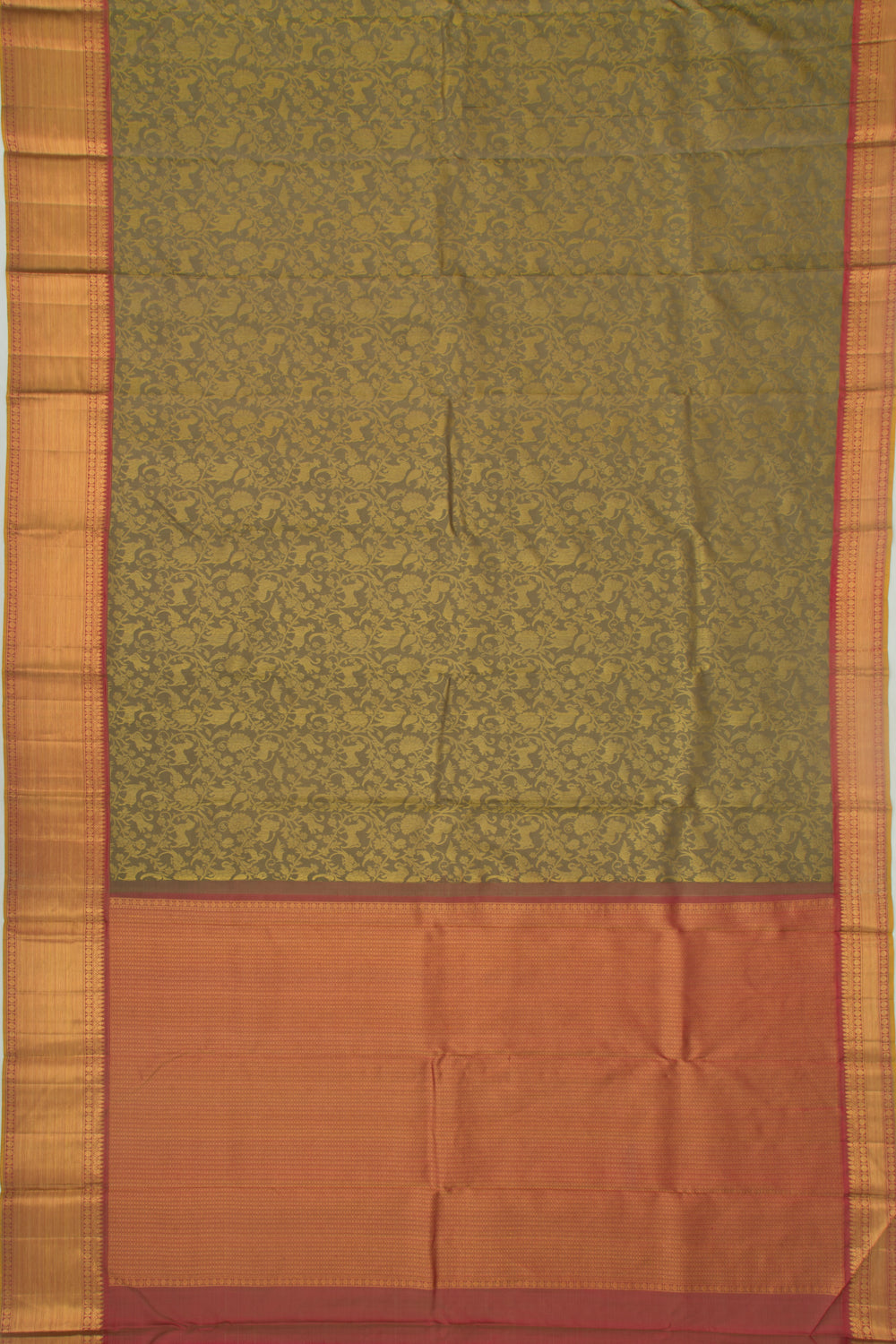 Taranga Kanchi Silk Jaal Mehendi Green Saree