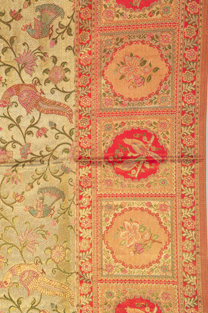 Kanchipuram Silk Tissue Jaal Gold Saree