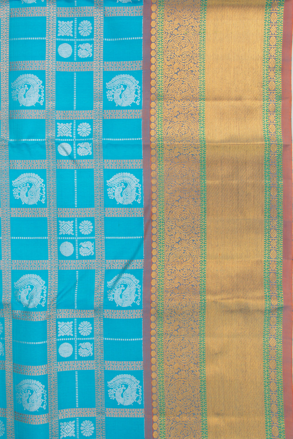 Taranga Kanchi Silk Checks and Butta Blue Saree