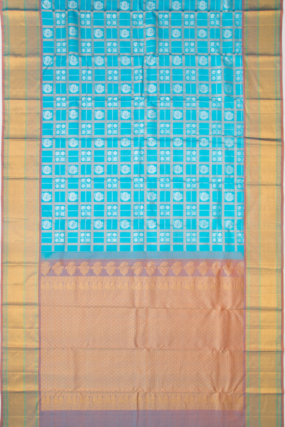 Taranga Kanchi Silk Checks and Butta Blue Saree