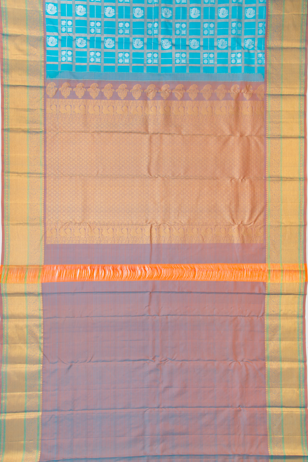 Taranga Kanchi Silk Checks and Butta Blue Saree