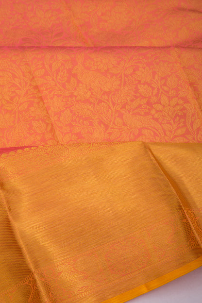 Taranga Kanchi Silk Jaal Pinkish Orange Saree