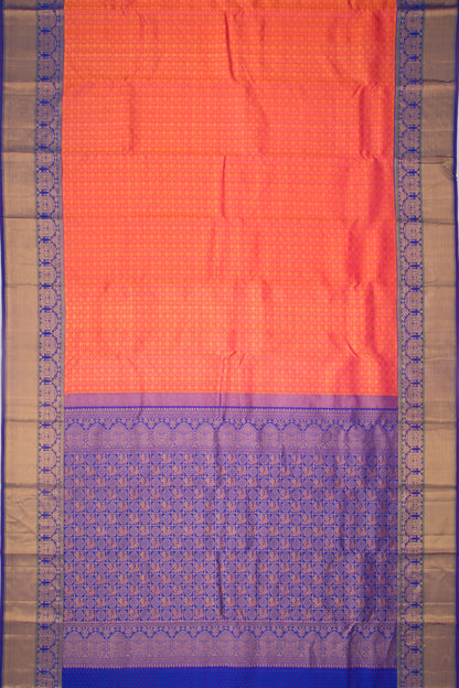 Taranga Kanchi Silk Checks And Butta Dual Tone Orange And Pink Saree