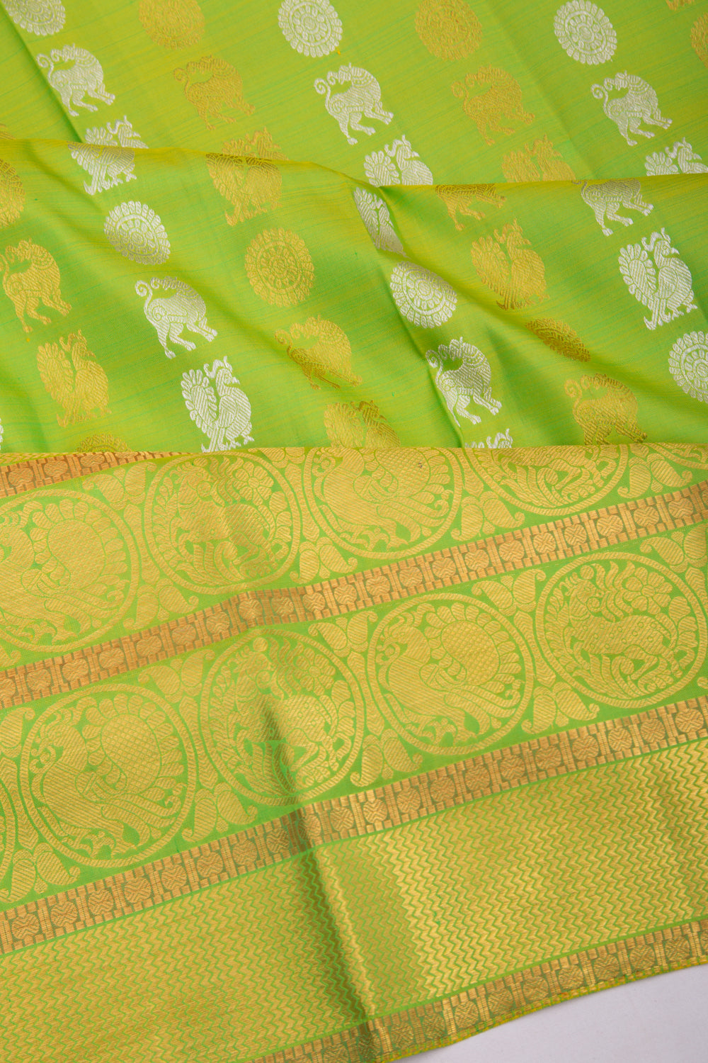 Taranga Kanchi Silk Butta Green Saree