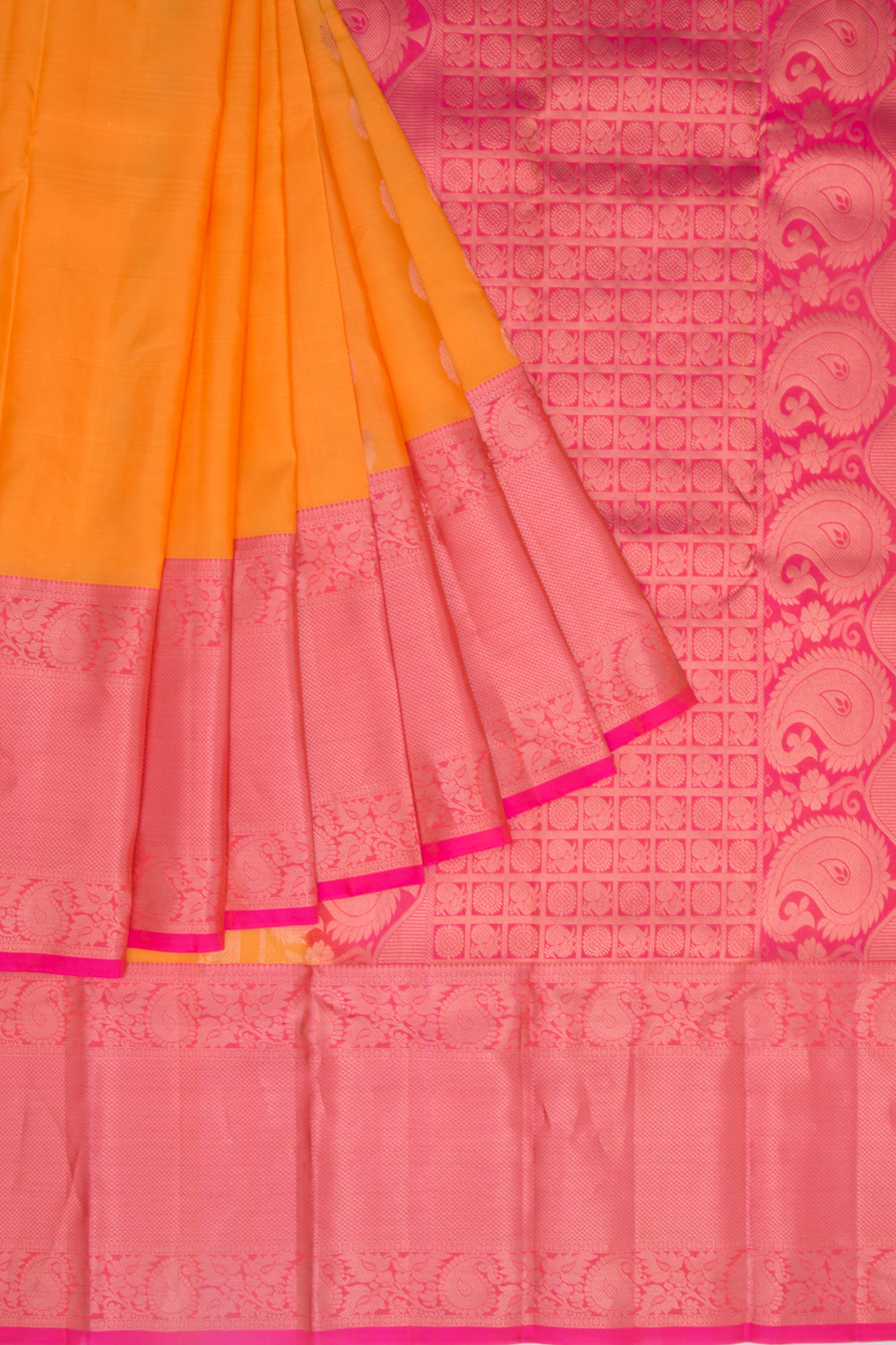 Taranga Kanchi Silk Butta Tangerine Orange Saree