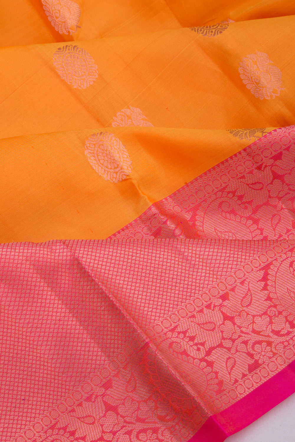Taranga Kanchi Silk Butta Tangerine Orange Saree