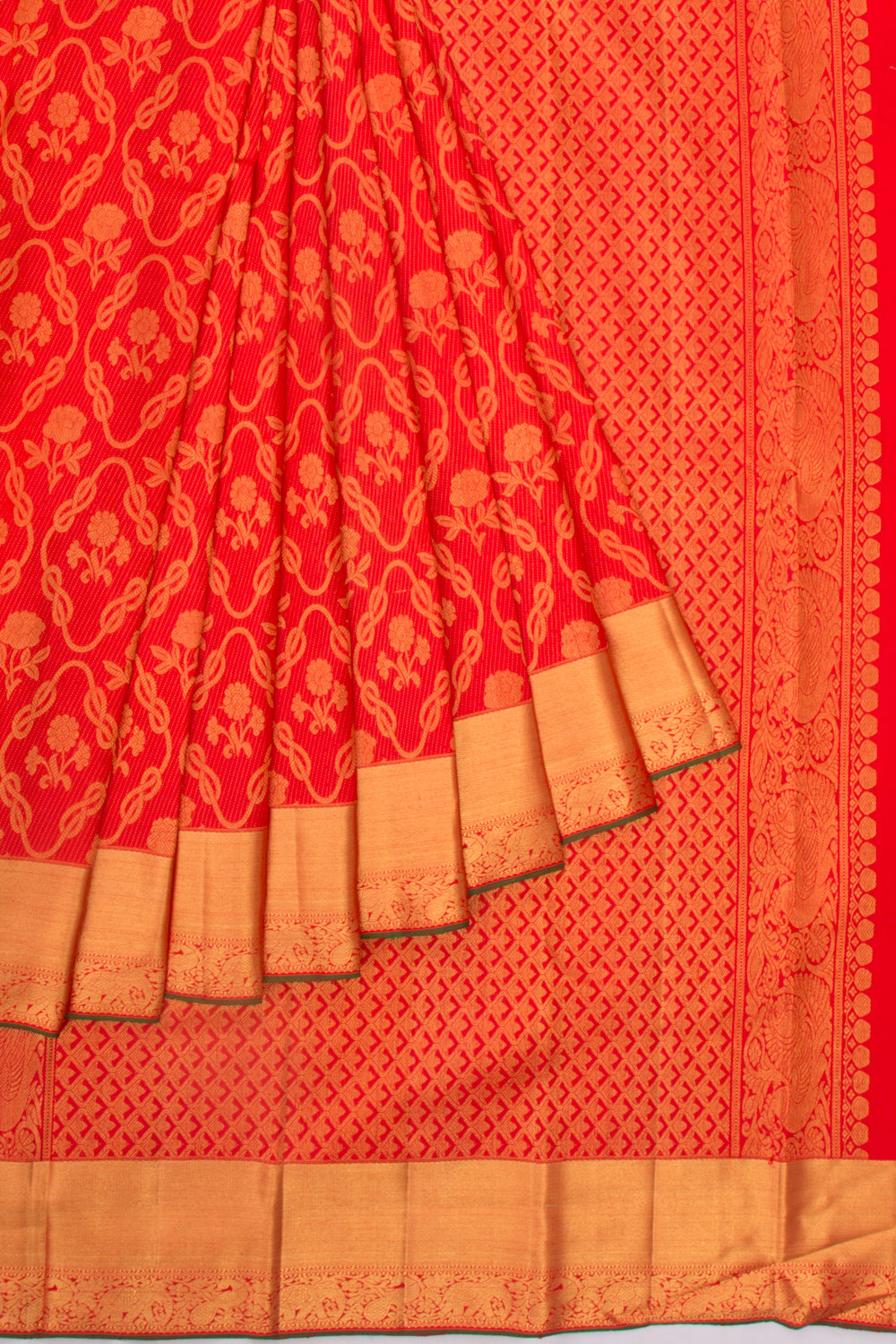 Kanchipuram Silk Brocade Red Saree