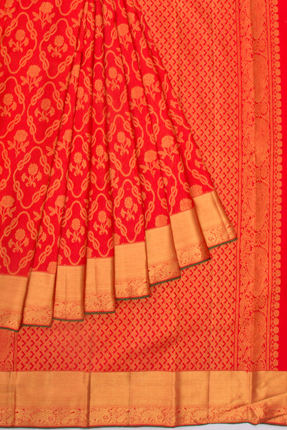 Kanchipuram Silk Brocade Red Saree