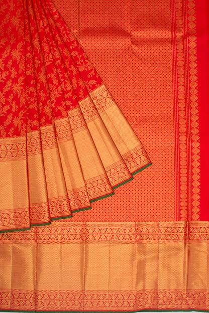 Kanchipuram Silk Brocade Red Saree