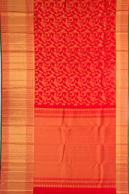 Kanchipuram Silk Brocade Red Saree