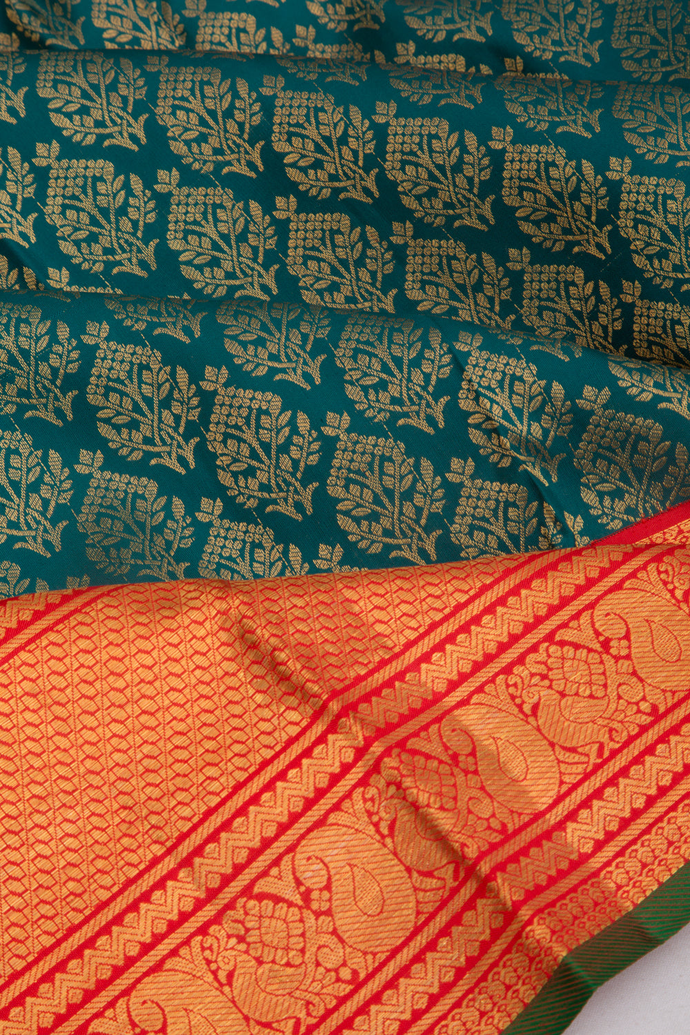 Kanchipuram Silk Brocade Teal Blue Saree