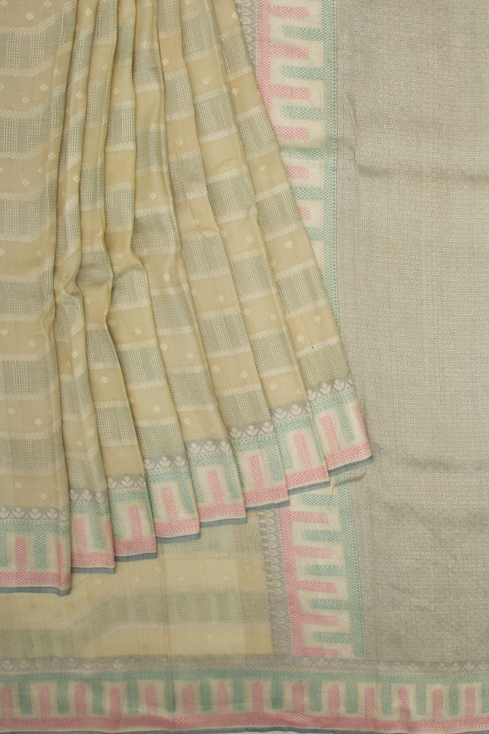 Banarasi Tussar Georgette Brocade Green And Yellow Saree