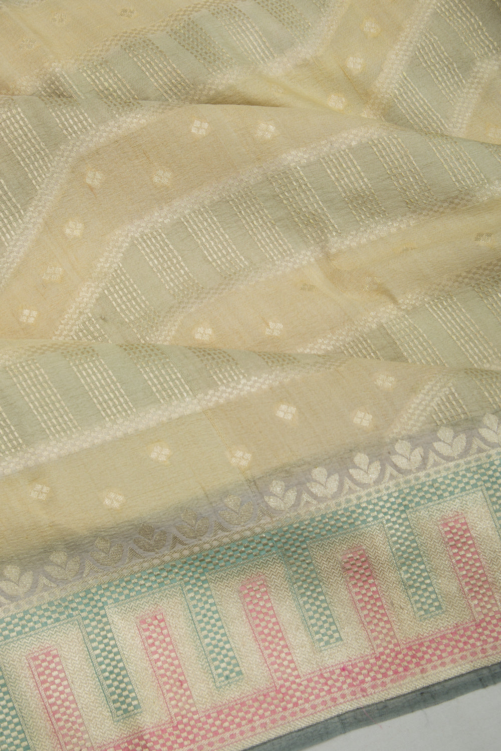 Banarasi Tussar Georgette Brocade Green And Yellow Saree