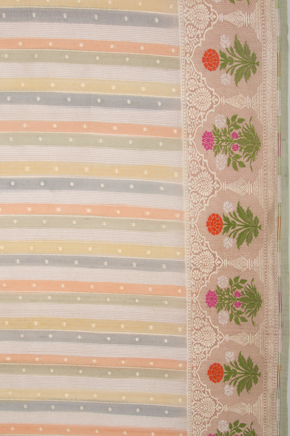 Banarasi Tussar Georgette Vertical Lines Multicolor Saree